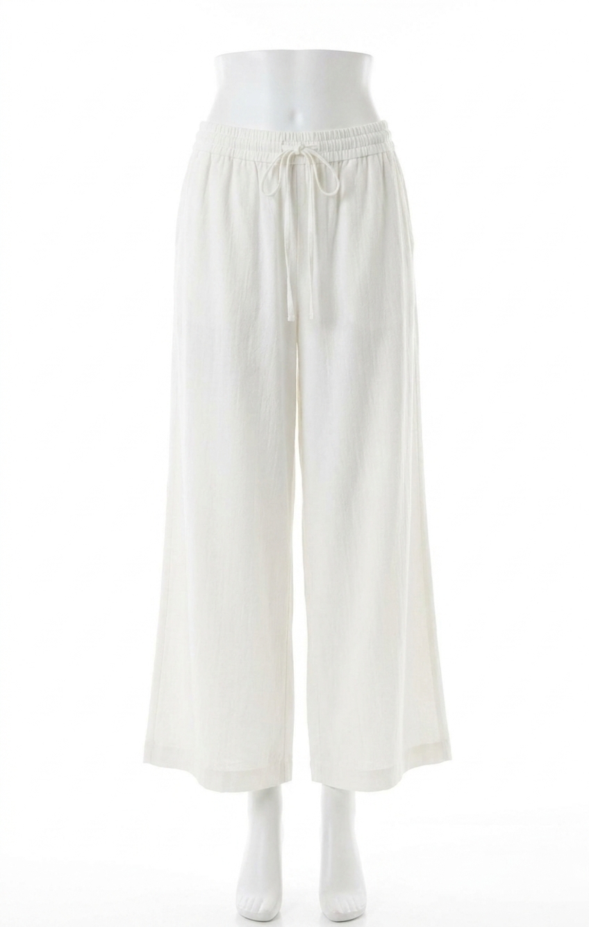 NEW Z SUPPLY scout linen wide leg pants in white